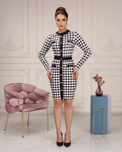 Houndstooth Slim Dress - Bonita Style