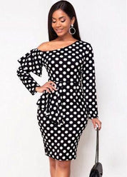 Pokadot Black Short Dress - Bonita Style