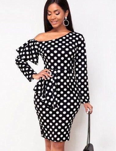 Pokadot Black Short Dress - Bonita Style