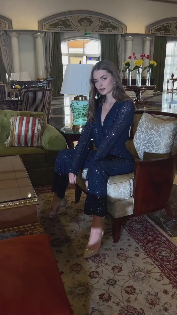 Midnight Glitter Party Jumpsuit